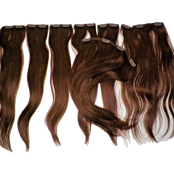 NIP Apex 16 Inches #4 Med Brown 100% Human Remy Hair Clip In Extensions 7pc - Picture 1 of 11